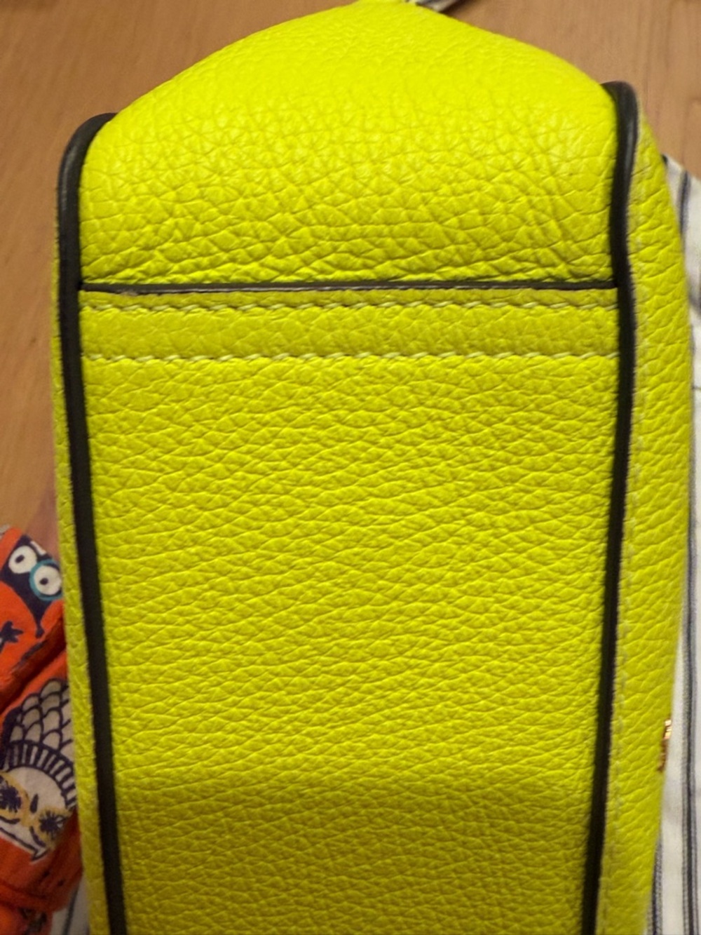 Anya Hindmarch Neon Yellow Perforated Smiley Leather Crossbody - Picture 6 of 11